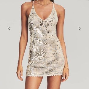NWT* Retrofete “Elliana” sequin crotchet mini dress in champagne bronze xs/s